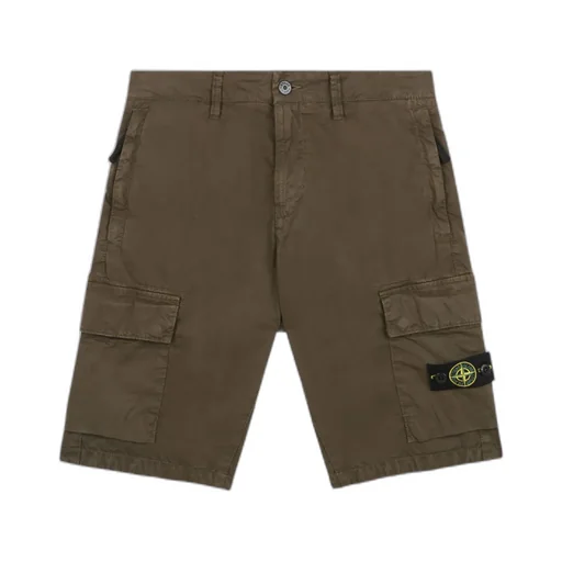 Stone Island Junior Compass-Motif Button Detailed Shorts