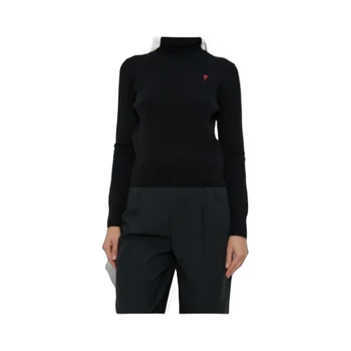 Ami Paris Ami De Coeur Embroidered Turtleneck Jumper
