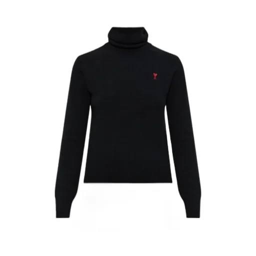 Ami Paris Ami De Coeur Embroidered Turtleneck Jumper