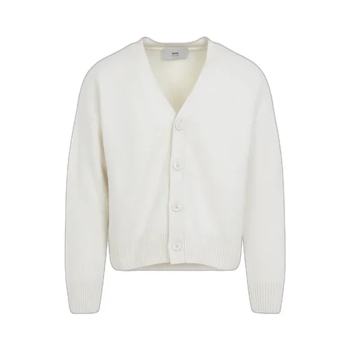 Ami Paris Logo Detailed V-Neck Cardigan