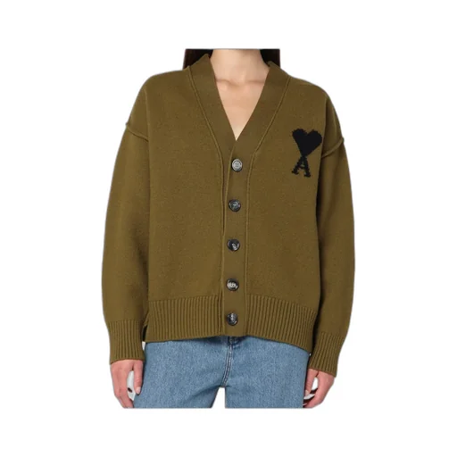 Ami Paris Ami De Coeur V-Neck Cardigan