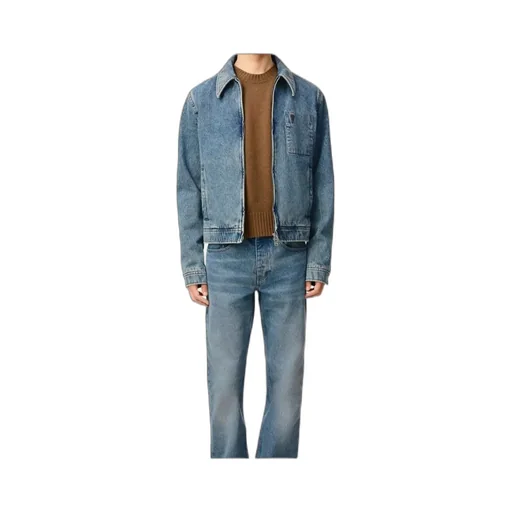 Ami Paris Logo Embroidered Zipped Denim Jacket