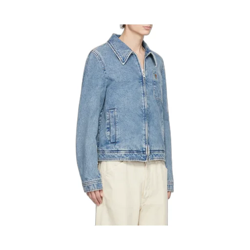 Ami Paris Logo Embroidered Zipped Denim Jacket