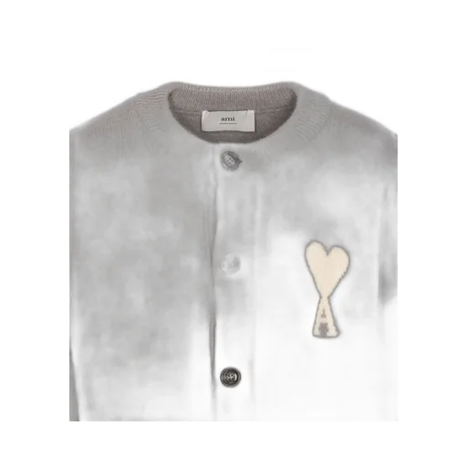 Ami Paris Logo Intarsia Knitted Cardigan