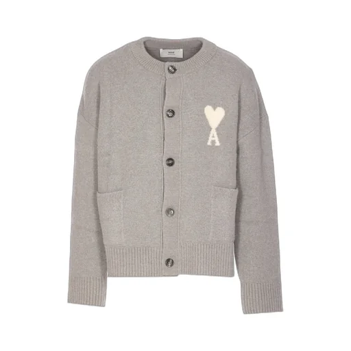 Ami Paris Logo Intarsia Knitted Cardigan