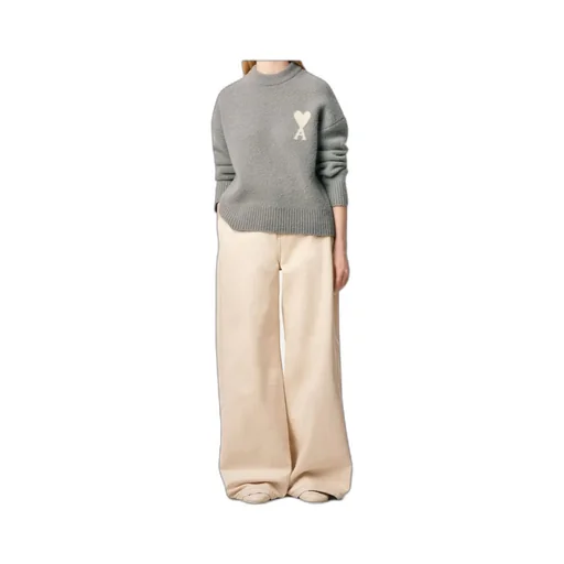 Ami Paris Logo Detailed Crewneck Jumper