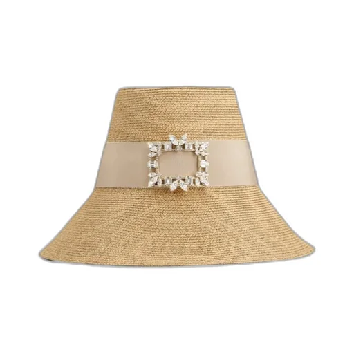 Roger Vivier Crystal Buckle Straw Hat