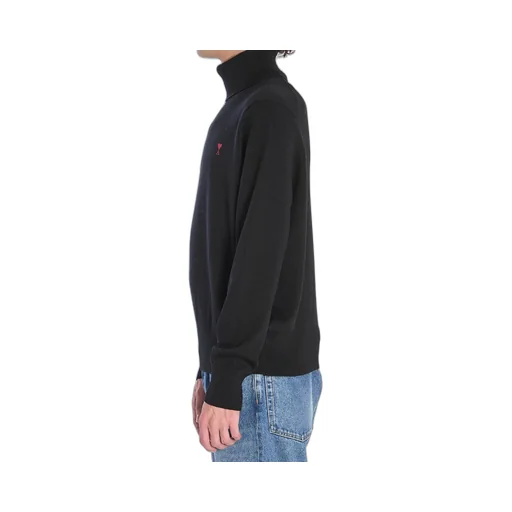 Ami Paris Ami De Coeur Turtleneck Logo Embroidered Jumper