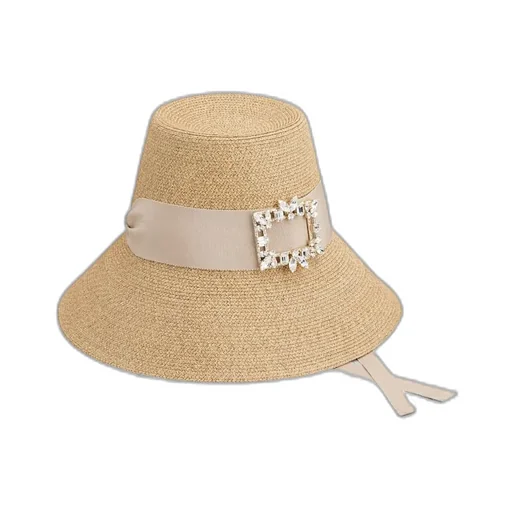 Roger Vivier Crystal Buckle Straw Hat