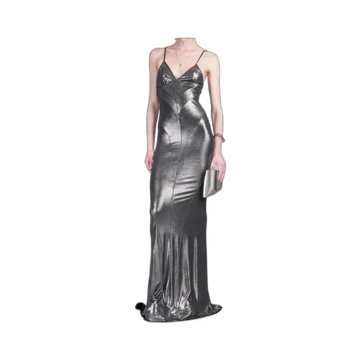 Lamé-Effect Maxi Dress