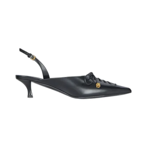 Lace-Up Slingbacks In Leather