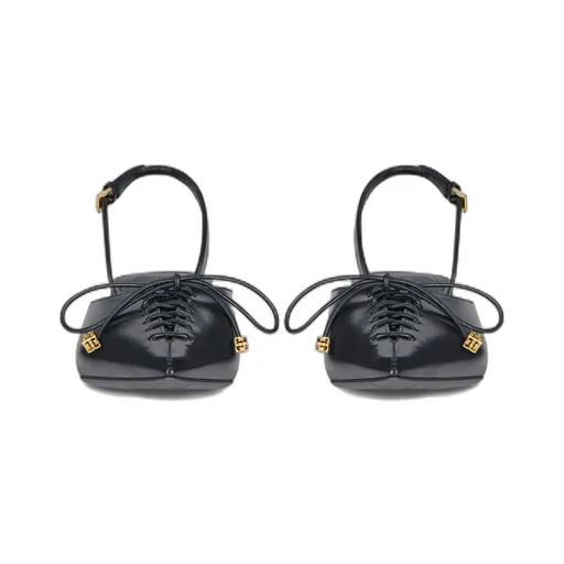 Lace-Up Slingbacks In Leather