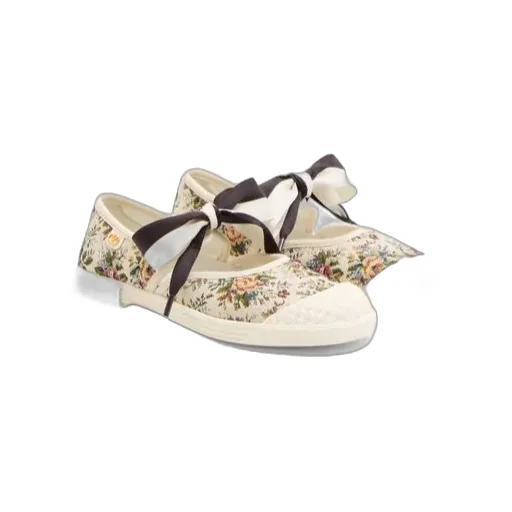 Bay By Bay Ballerina Sneakers In Papier Floral Jacquard Fabric