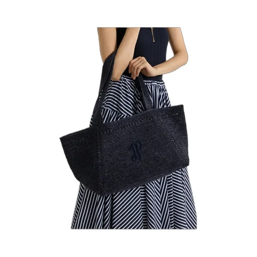Patou Logo Patch Woven Shoulder Bag