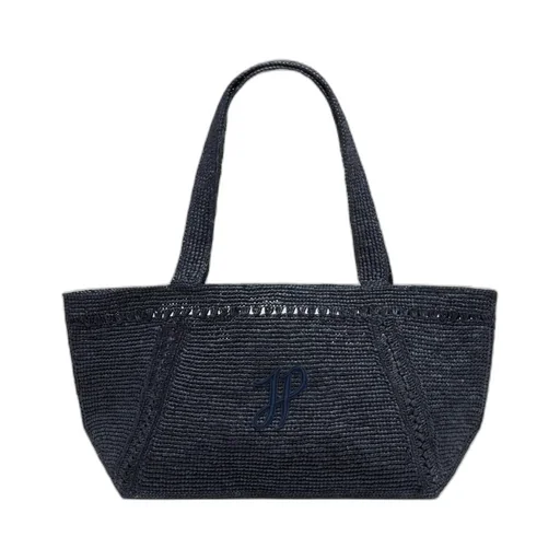 Patou Logo Patch Woven Shoulder Bag
