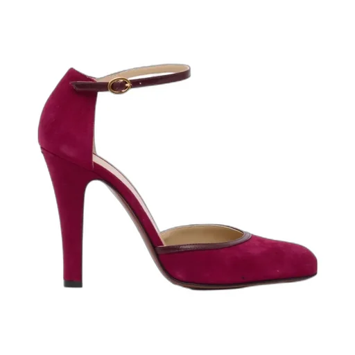 105Mm Ankle-Strap Suede Pumps