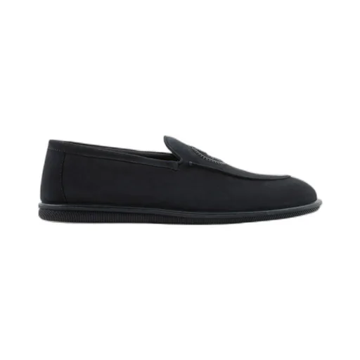 Giorgio Armani Logo Embroidered Slip-On Loafers