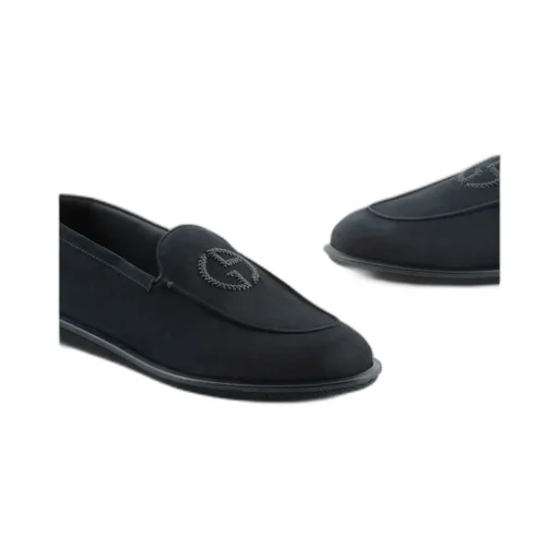 Giorgio Armani Logo Embroidered Slip-On Loafers