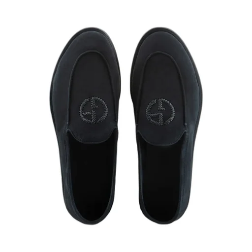 Giorgio Armani Logo Embroidered Slip-On Loafers