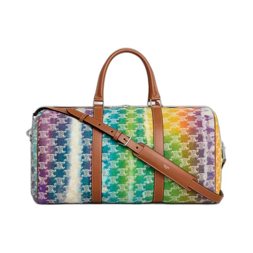 Medium Travel Bag In Textile With Triomphe Embroideries And Calfskin