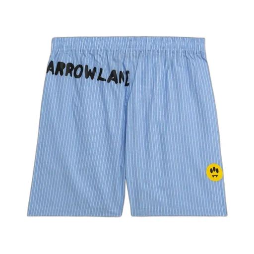 Barrow Logo Printed Pinstriped Shorts