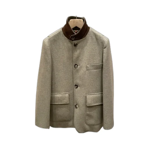 New-Cut Wool Cashmere Button Stand-Collar Casual Jacket