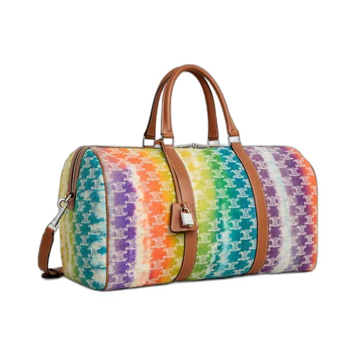 Medium Travel Bag In Textile With Triomphe Embroideries And Calfskin