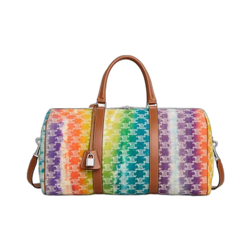 Medium Travel Bag In Textile With Triomphe Embroideries And Calfskin