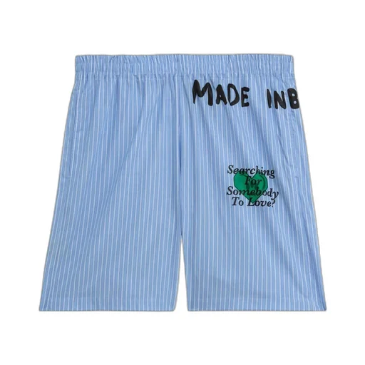 Barrow Logo Printed Pinstriped Shorts