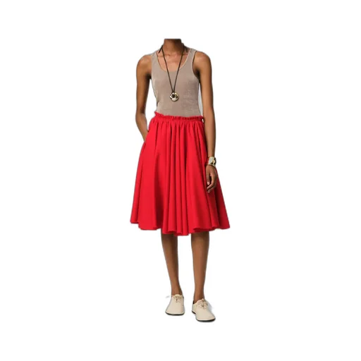 Ami Elastic Waist Midi Skirt