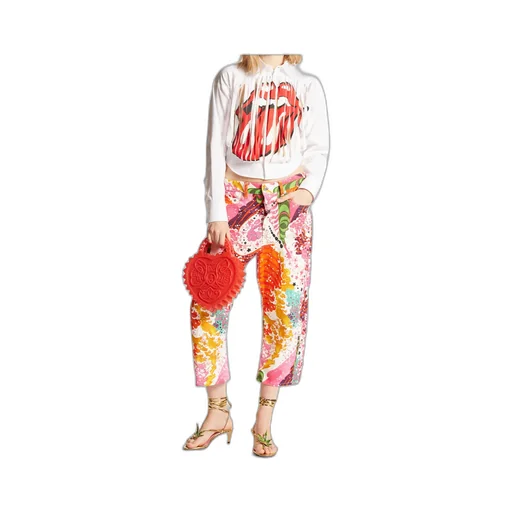 Graphic-Print Cropped Trousers