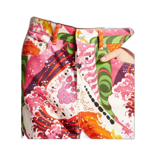 Graphic-Print Cropped Trousers