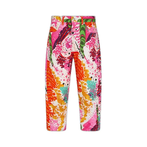 Graphic-Print Cropped Trousers
