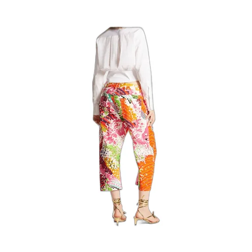 Graphic-Print Cropped Trousers