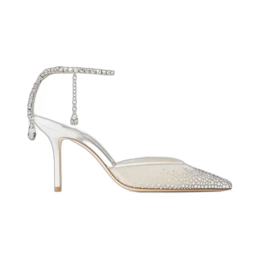 White Crystal Mesh Pumps