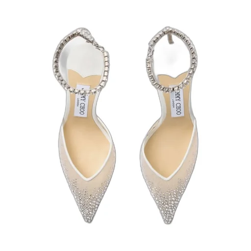White Crystal Mesh Pumps