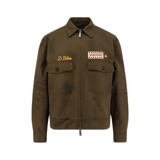 Embroidered Patch Zip-Up Jacket