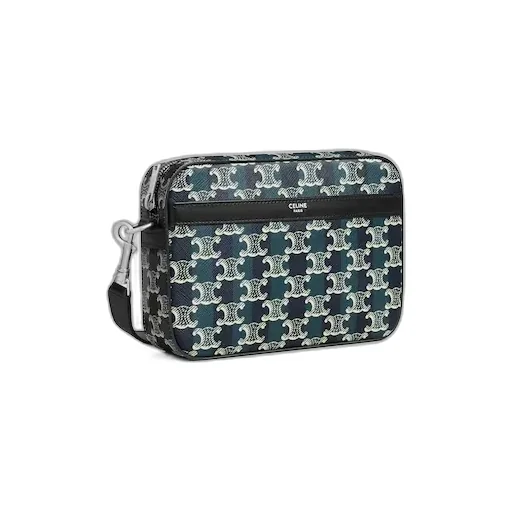 Small Messenger Bag In Striped Triomphe Canvas And Calfskin