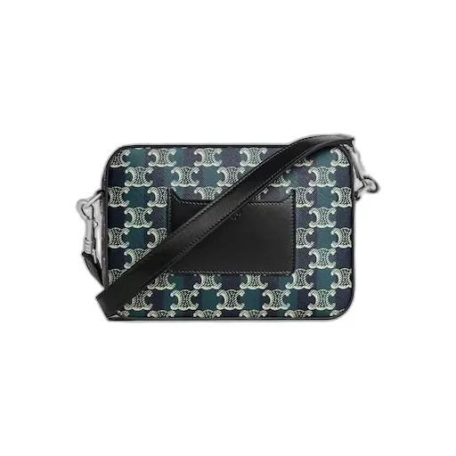 Small Messenger Bag In Striped Triomphe Canvas And Calfskin