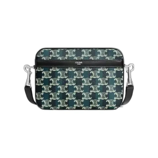 Small Messenger Bag In Striped Triomphe Canvas And Calfskin