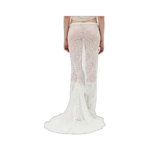 Long Bias Embroidered Skirt