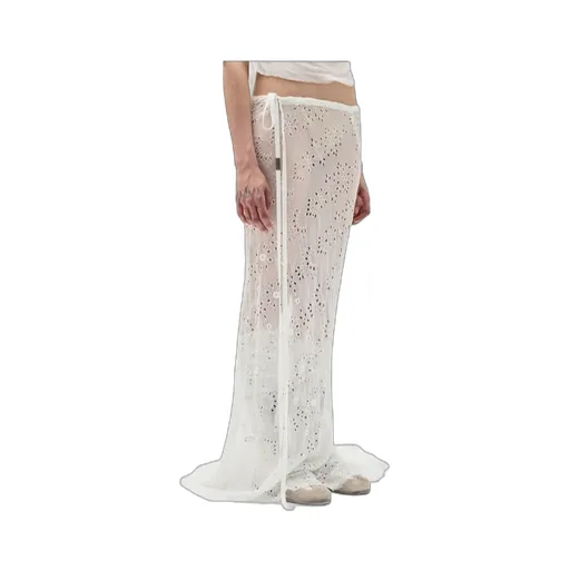 Long Bias Embroidered Skirt