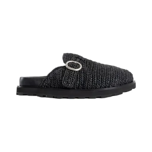 Buckle Raffia Clogs