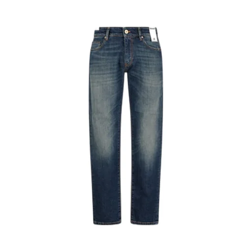 Pt Torino Logo-Patch Washed Slim-Cut Jeans