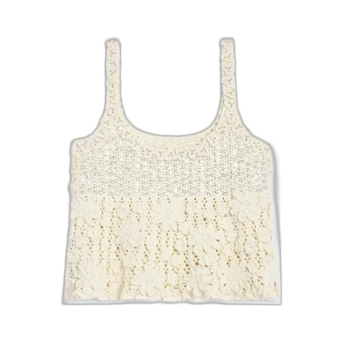 Embroidered Crop Top In Crocheted Cotton
