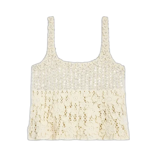 Embroidered Crop Top In Crocheted Cotton