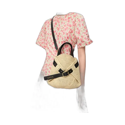 Loewe Buckle Detailed Woven Tote Bag