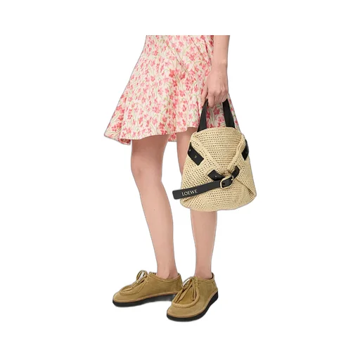 Loewe Buckle Detailed Woven Tote Bag