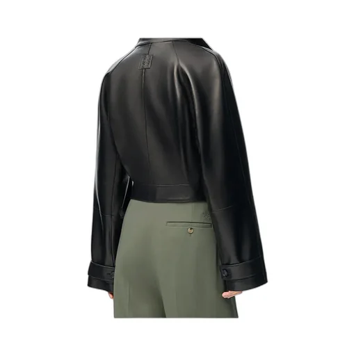 Long-Sleeved Leather Jacket