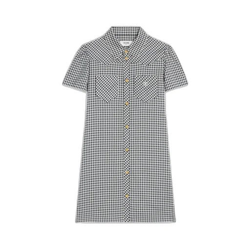 Mini Shirt Dress In Vichy Silk